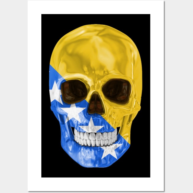 Bosnia And Herzegovina Flag Skull - Gift for Bosnian or Herzegovinian With Roots From Bosnia And Herzegovina Wall Art by Country Flags